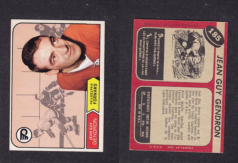 1968-69 O-PEE-CHEE HOCKEY CARD #185 J. G. GENDRON photo