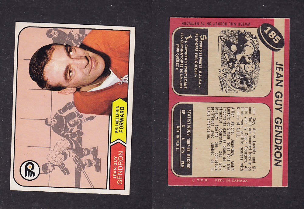 1968-69 O-PEE-CHEE HOCKEY CARD #185 J. G. GENDRON photo