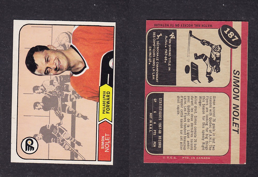 1968-69 O-PEE-CHEE HOCKEY CARD #187 S. NOLET photo