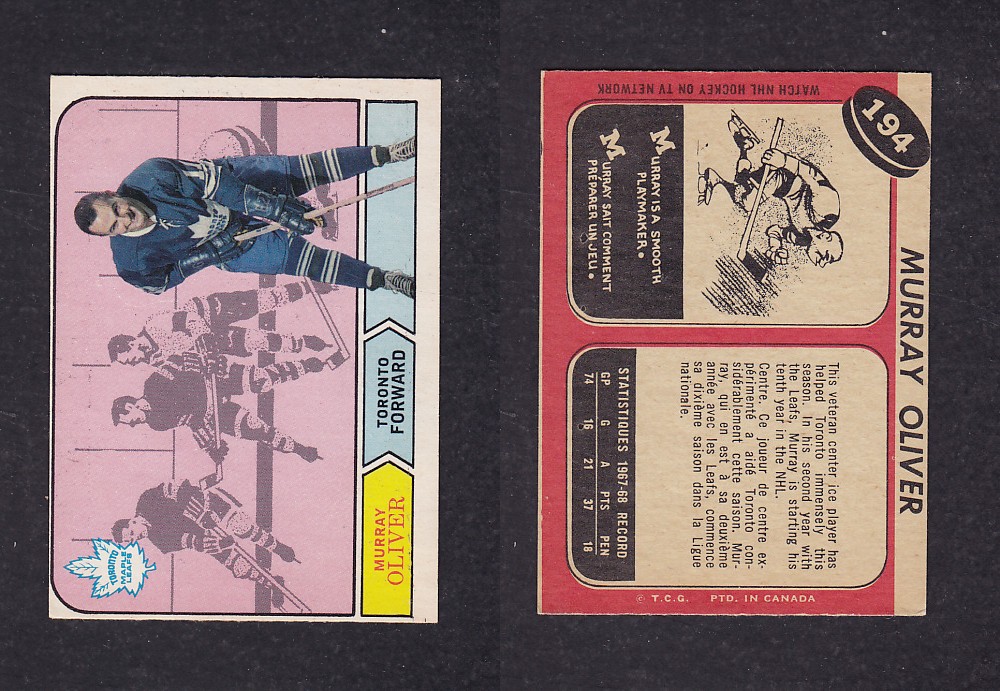 1968-69 O-PEE-CHEE HOCKEY CARD #194 M. OLIVER photo