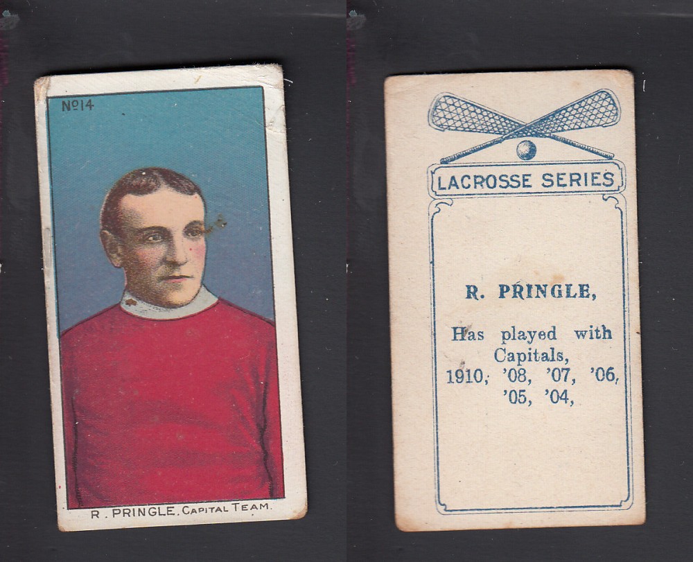 1910-11 C59 IMPERIAL TOBACCO LACROSSE CARD #14 R. PRINGLE photo