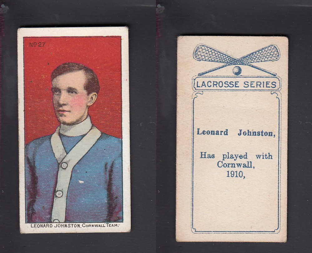 1910-11 C59 IMPERIAL TOBACCO LACROSSE CARD #27 L. JOHNSTON photo