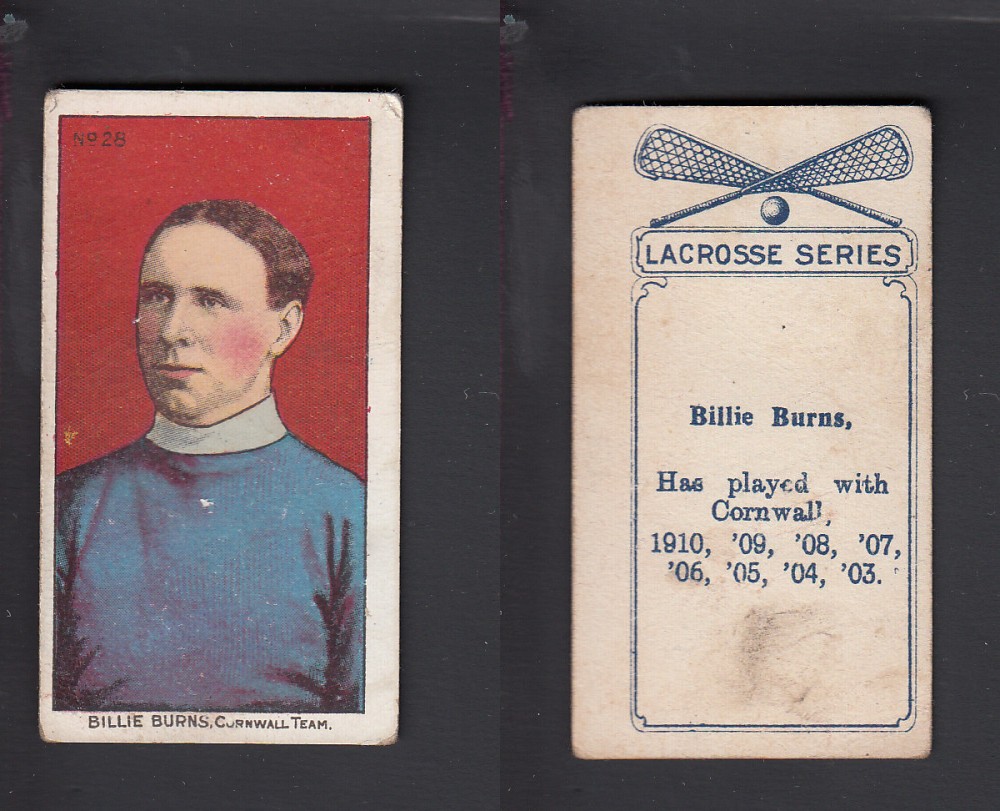 1910-11 C59 IMPERIAL TOBACCO LACROSSE CARD #28 B. BURNS photo