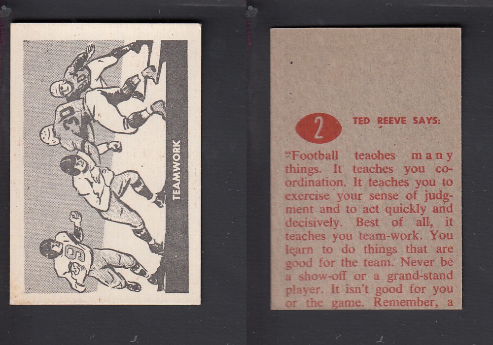 1952 CFL PARKHURST FOOTBALL CARD #2 TEAMWORK photo