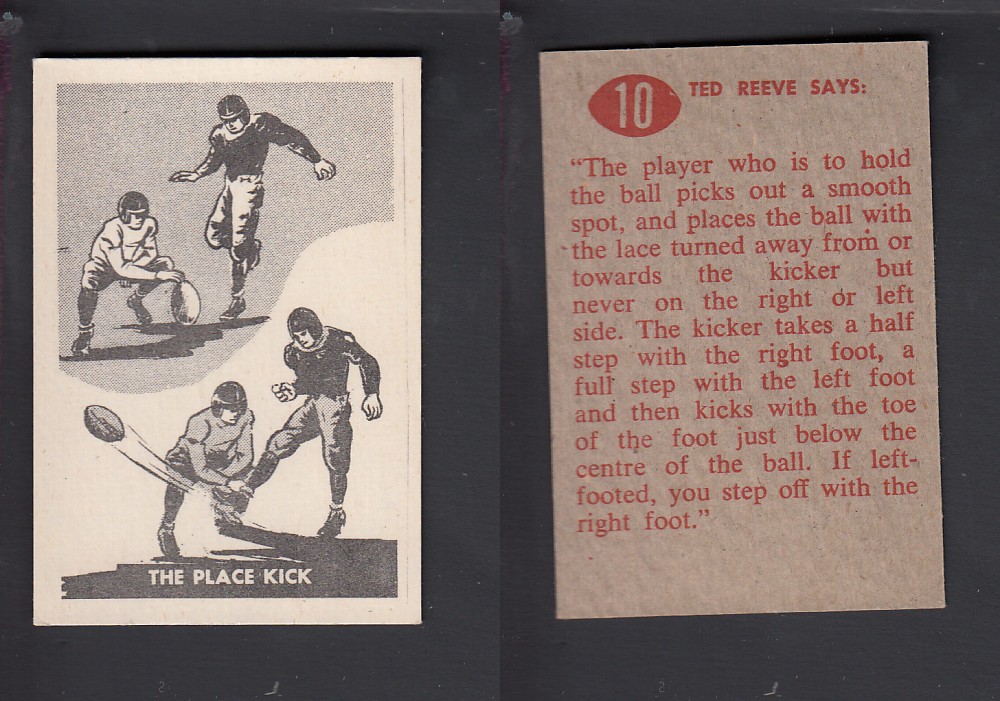 1952 CFL PARKHURST FOOTBALL CARD #10 THE PLACE KICK photo