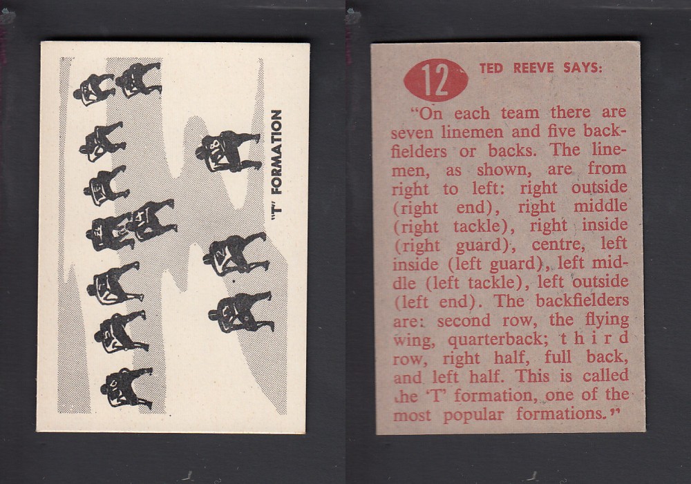 1952 CFL PARKHURST FOOTBALL CARD #12 T FORMATION photo