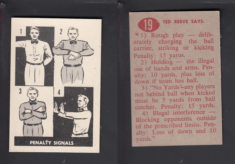 1952 CFL PARKHURST FOOTBALL CARD #19 PENALTY SIGNALS photo