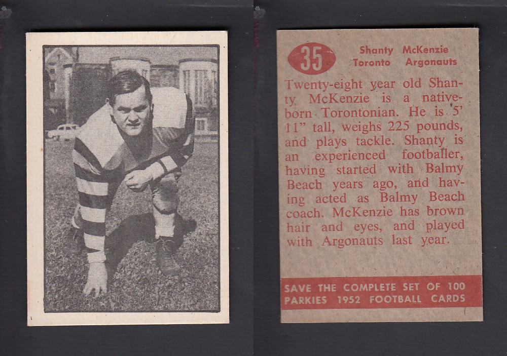 1952 CFL PARKHURST FOOTBALL CARD #35 S. McKENZIE photo
