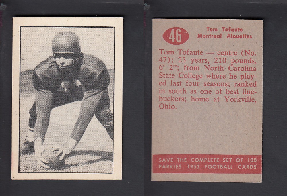 1952 CFL PARKHURST FOOTBALL CARD #46 T. TOFAUTE photo