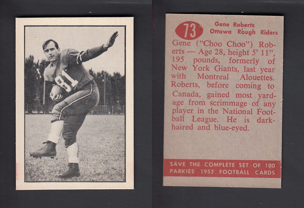 1952 CFL PARKHURST FOOTBALL CARD #73 G. ROBERTS photo