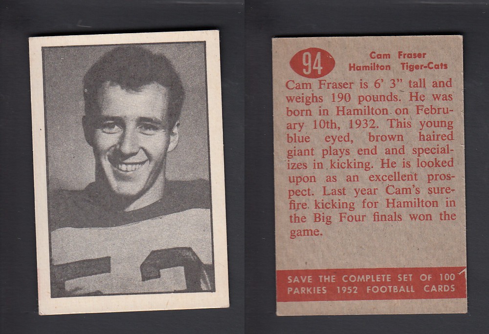 1952 CFL PARKHURST FOOTBALL CARD #94 C. FRASER photo