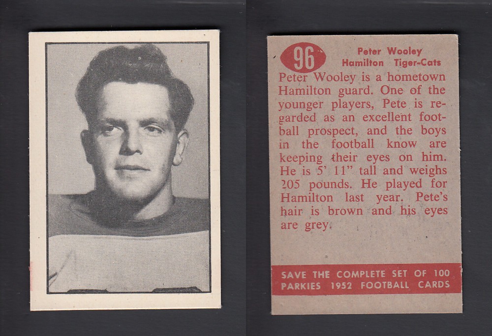 1952 CFL PARKHURST FOOTBALL CARD #96 P. WOOLEY photo