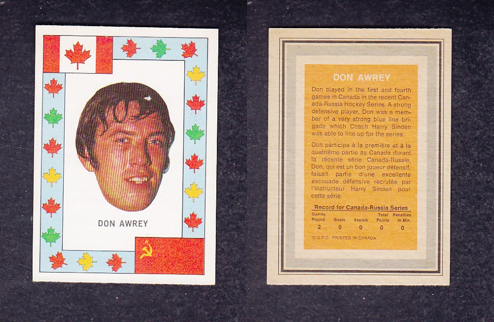 1972 O-PEE-CHEE TEAM CANADA D. AWREY photo