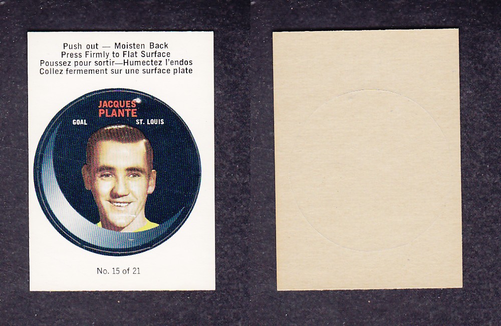 1968-69 O-PEE-CHEE PUCK STICKERS #15 J. PLANTE  photo