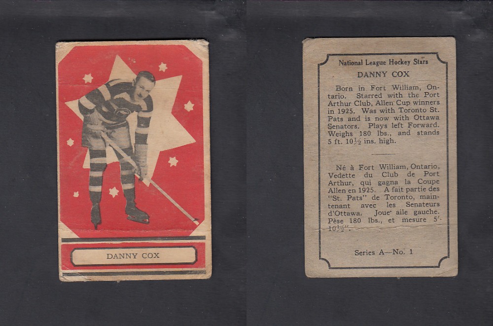 1933-34 O-PEE-CHEE HOCKEY CARD # 1 D. COX photo