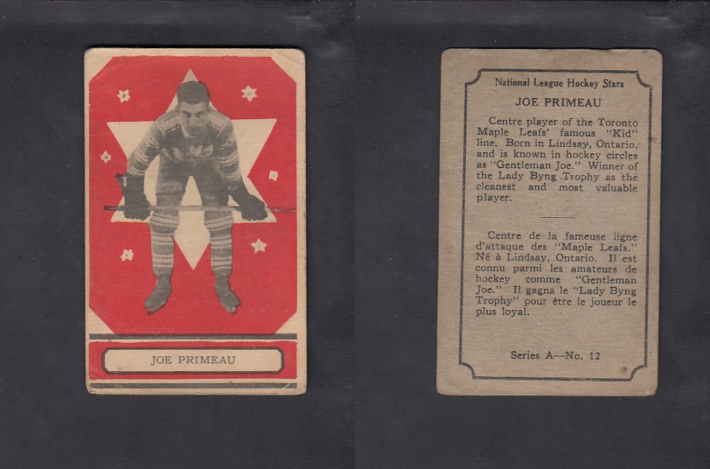 1933-34 O-PEE-CHEE HOCKEY CARD #12 J. PRIMEAU photo