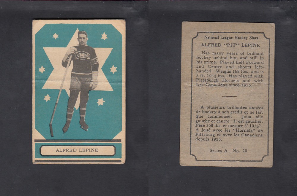 1933-34 0-PEE-CHEE HOCKEY CARD #20 A. LEPINE photo
