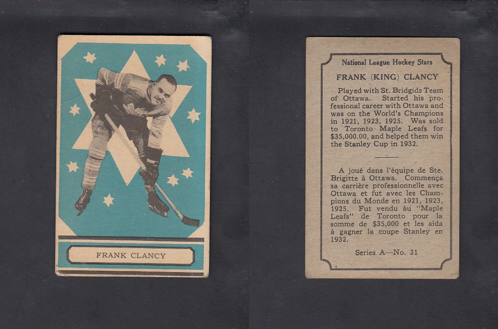 1933-34 O-PEE-CHEE HOCKEY CARD #31 F. CLANCY photo