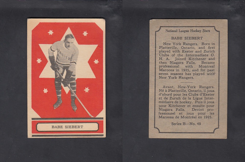 1933-34 O-PEE-CHEE HOCKEY CARD #49 B. SIEBERT photo