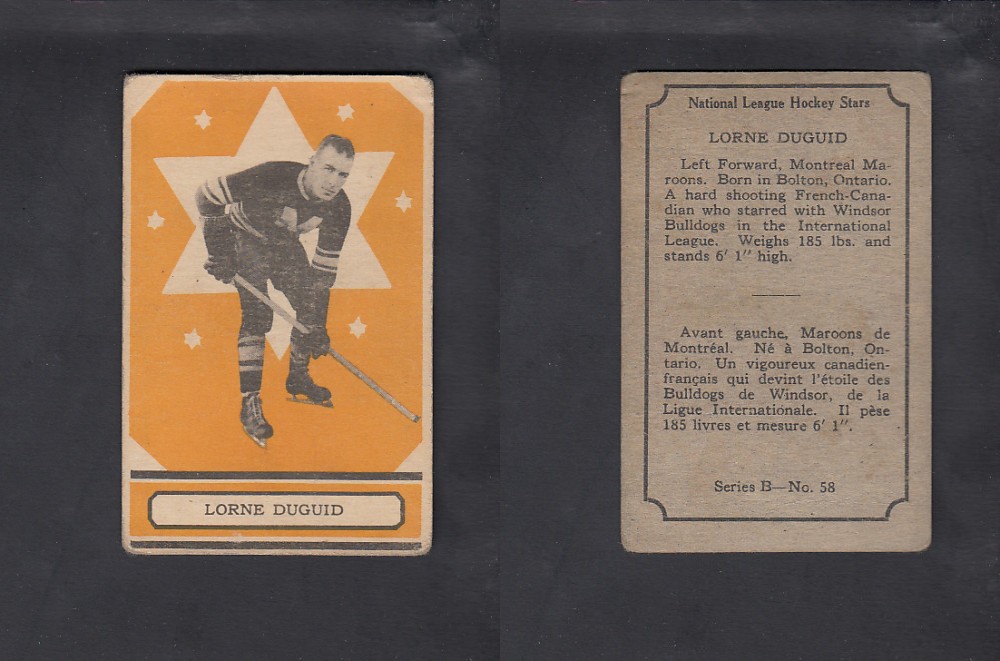 1933-34 O-PEE-CHEE HOCKEY CARD #58 L. DUGUID photo