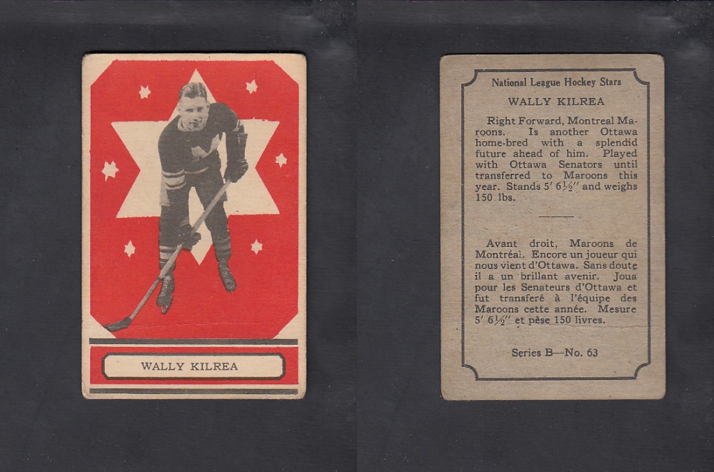 1933-34 O-PEE-CHEE HOCKEY CARD #63 W. KILREA photo