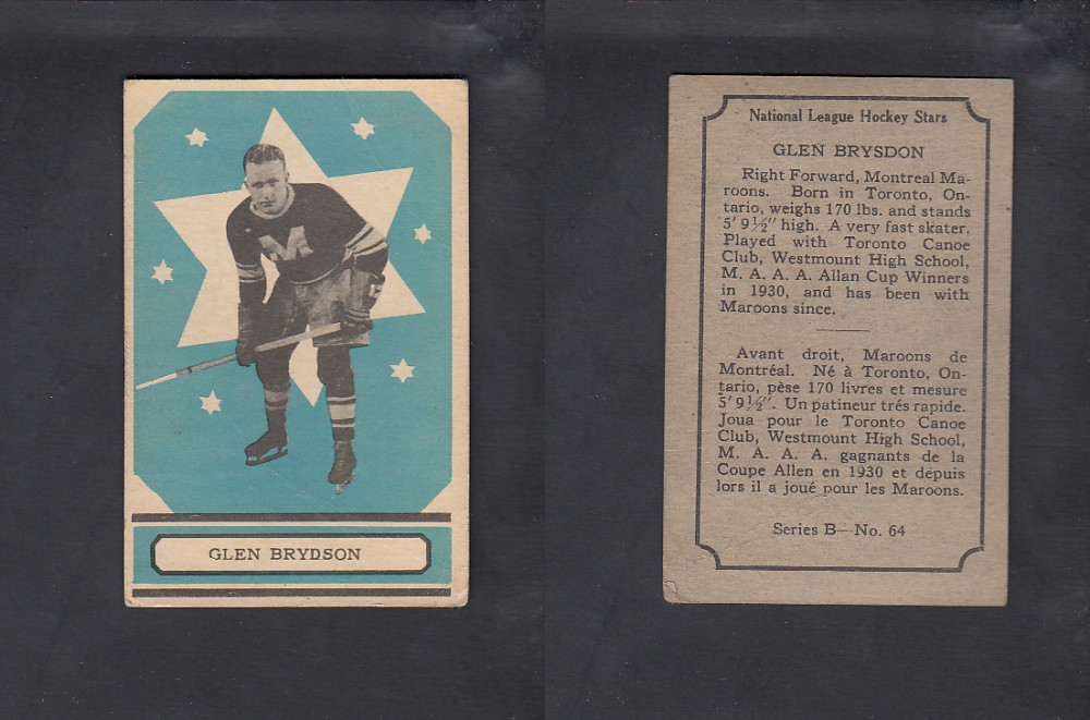 1933-34 O-PEE-CHEE HOCKEY CARD #64 G. BRYSDON photo