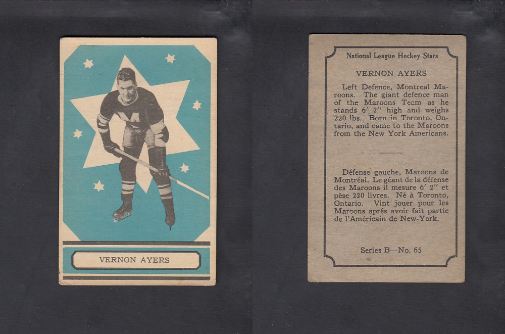 1933-34 O-PEE-CHEE HOCKEY CARD #65 V . AYERS photo