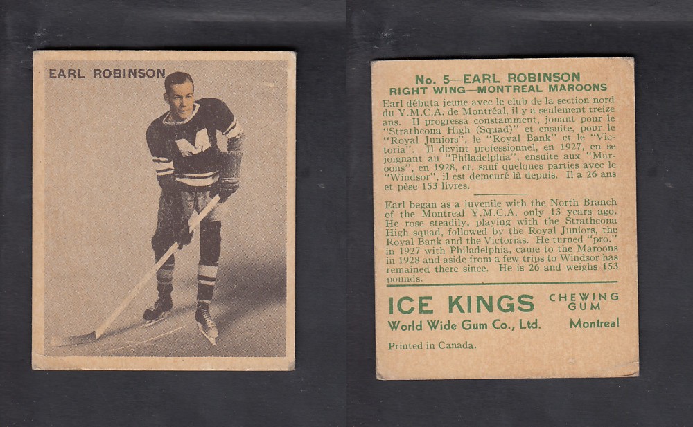 1933-34 ICE KINGS HOCKEY CARD #5 E. ROBINSON  photo