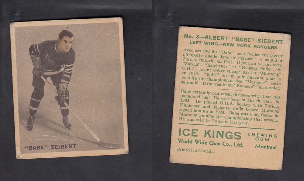 1933-34 ICE KINGS HOCKEY CARD #8 B. SEIBERT  photo