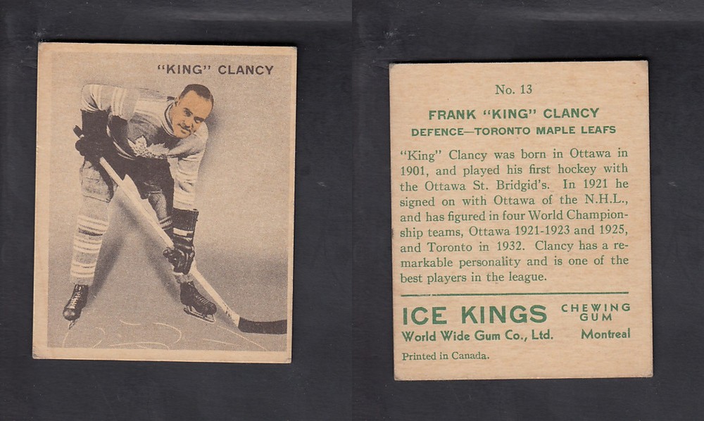 1933-34 ICE KINGS HOCKEY CARD #13 K. CLANCY photo