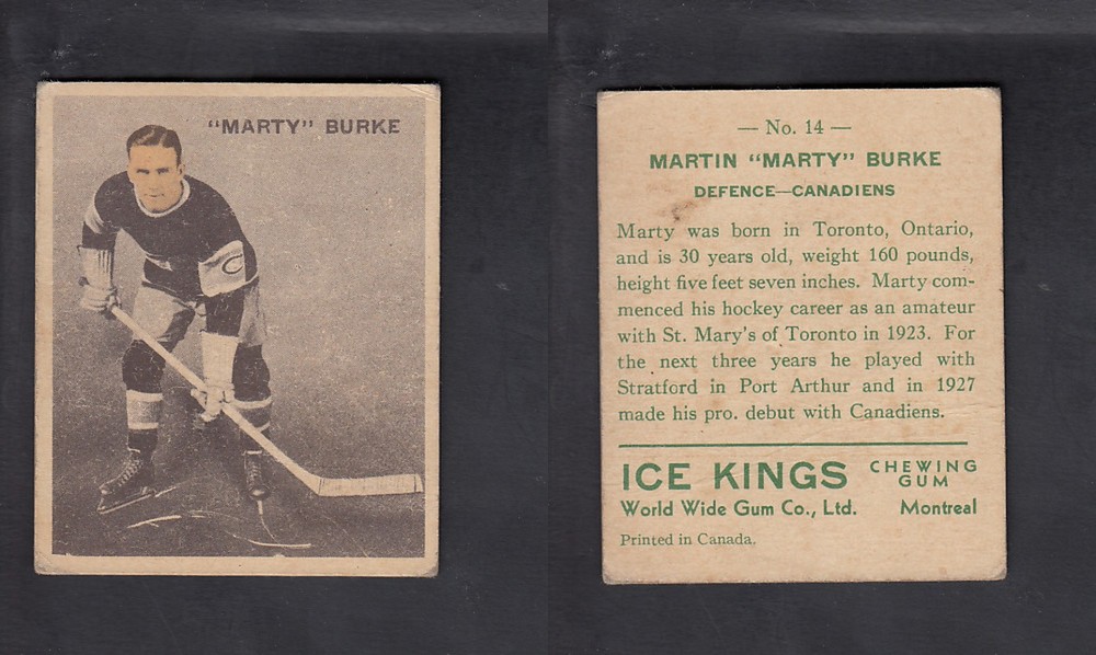 1933-34 ICE KINGS HOCKEY CARD #14 M. BURKE photo