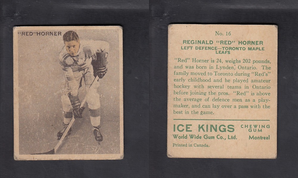 1933-34 ICE KINGS HOCKEY CARD #16 R. HORNER photo