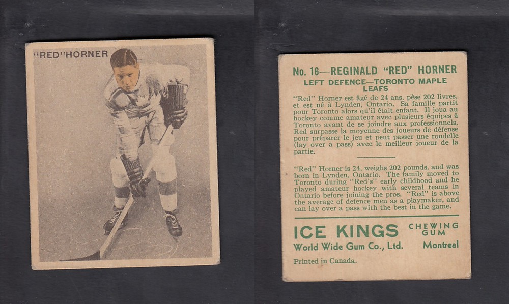 1933-34 ICE KINGS HOCKEY CARD #16 R. HORNER photo