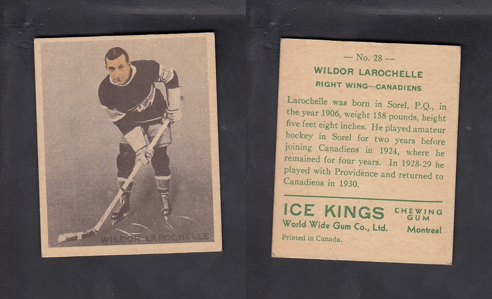 1933-34 ICE KINGS HOCKEY CARD #28 W. LAROCHELLE photo