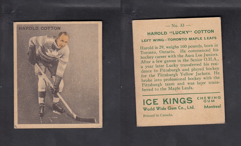 1933-34 ICE KINGS HOCKEY CARD #33 H. COTTON photo