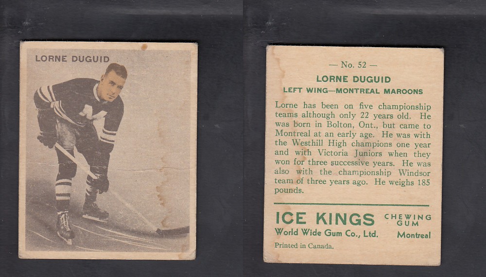 1933-34 ICE KINGS HOCKEY CARD #52 L. DUGUID photo