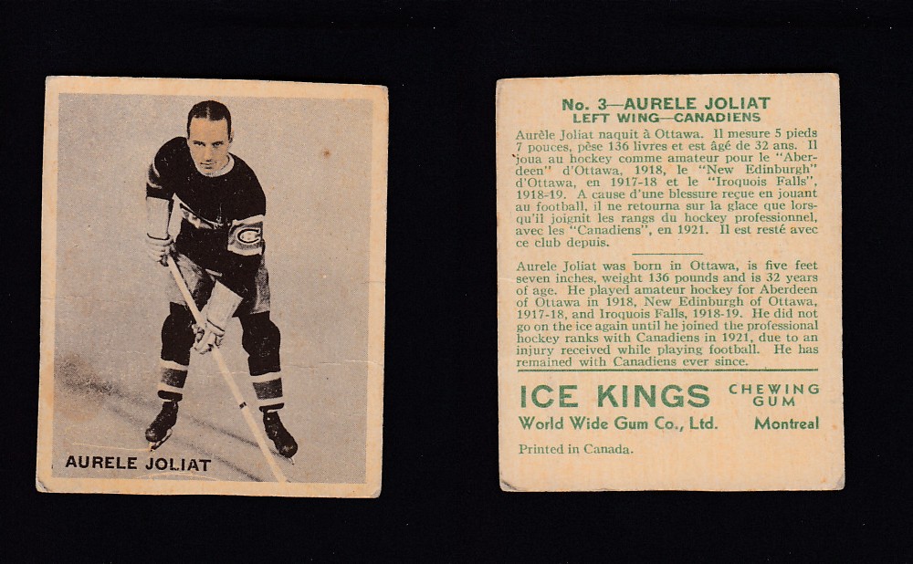 1933-34 ICE KINGS HOCKEY CARD #3 A. JOLIAT photo