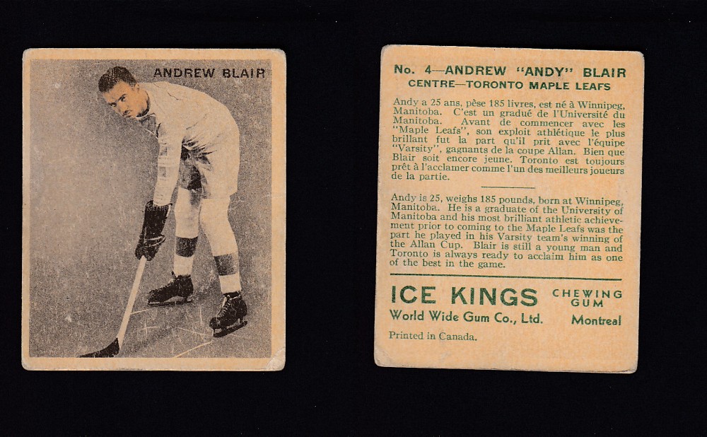 1933-34 ICE KINGS HOCKEY CARD #4 A. BLAIR photo