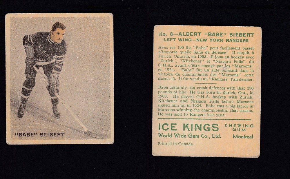 1933-34 ICE KINGS HOCKEY CARD #8 B. SEIBERT photo