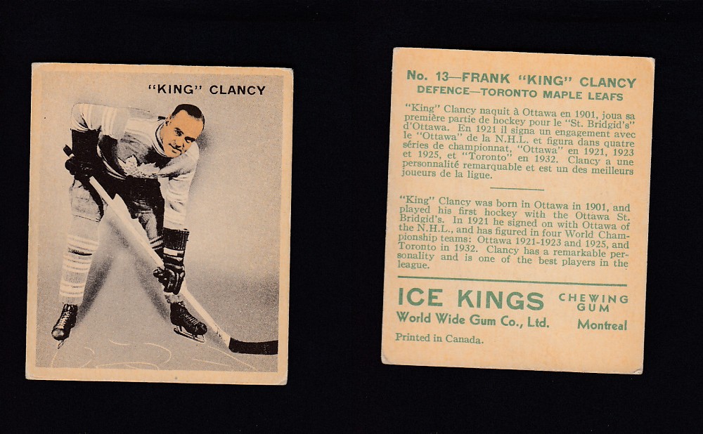 1933-34 ICE KINGS HOCKEY CARD #13 K. CLANCY photo