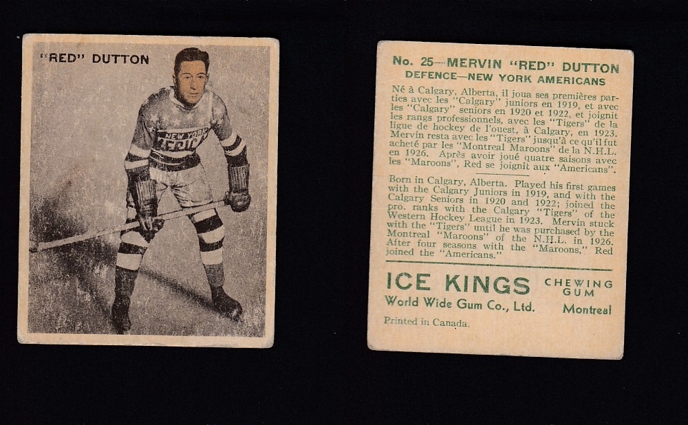 1933-34 ICE KINGS HOCKEY CARD #25 R. DUTTON photo