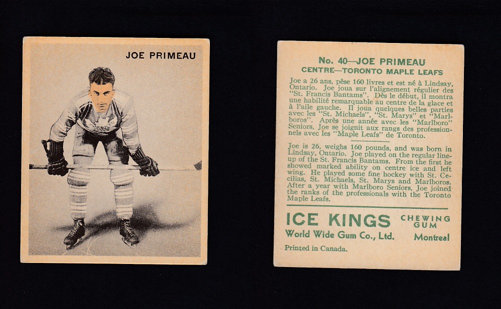 1933-34 ICE KINGS HOCKEY CARD #40 J. PRIMEAU photo