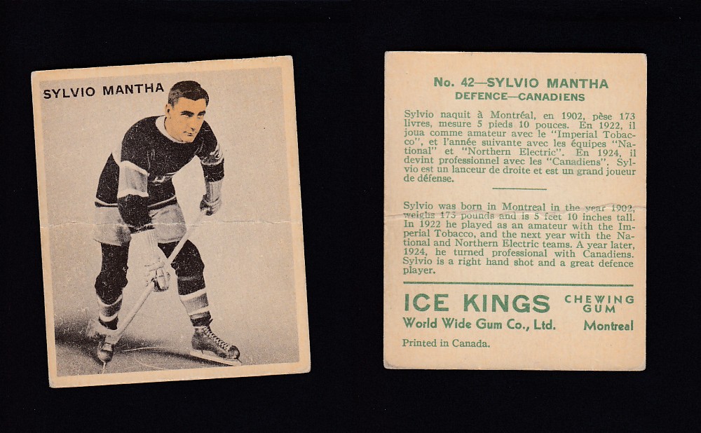 1933-34 ICE KINGS HOCKEY CARD #42 S. MANTHA photo