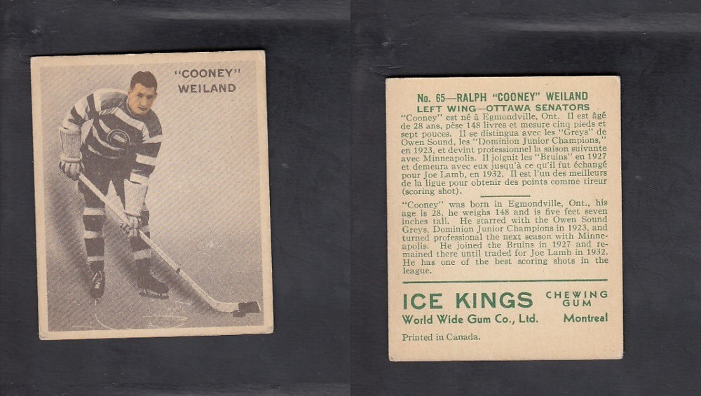 1933-34 ICE KINGS HOCKEY CARD #65 C. WEILAND photo