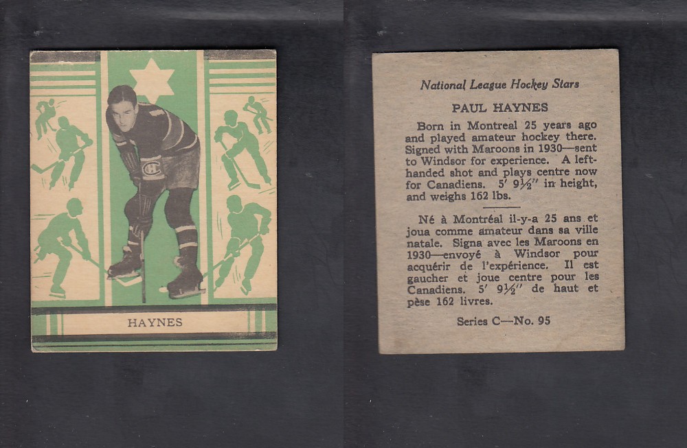 1935-36 O-PEE-CHEE HOCKEY CARD #95 P. HAYNES photo