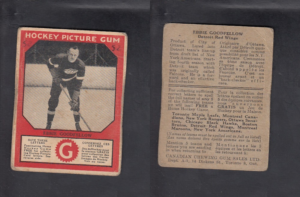 1933-34 CANADIAN CHEWING GUM HOCKEY CARD E. GOODFELLOW photo