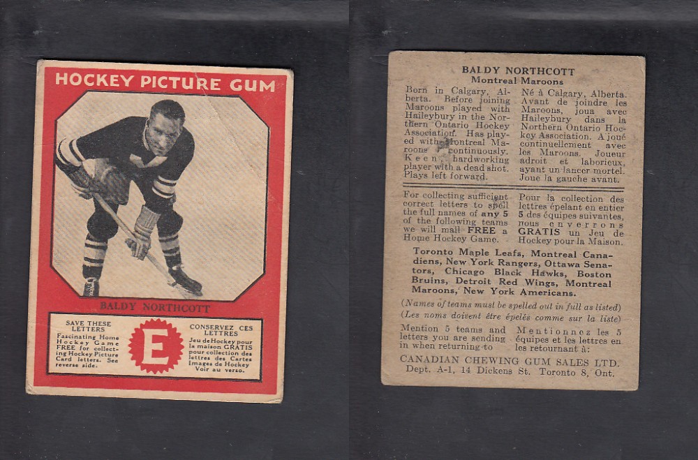 1933-34 CANADIAN CHEWING GUM HOCKEY CARD B. NORTHCOTT photo