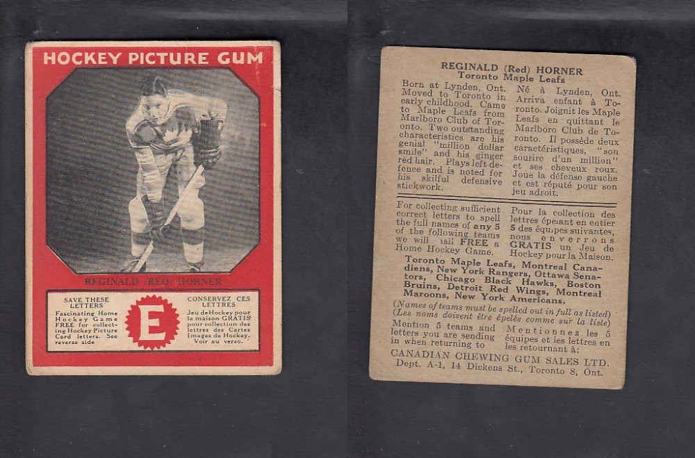 1933-34 CANADIAN CHEWING GUM HOCKEY CARD R. HORNER photo