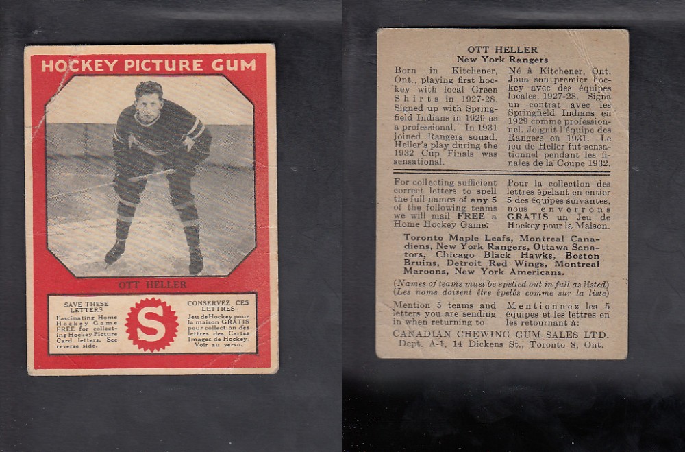 1933-34 CANADIAN CHEWING GUM HOCKEY CARD O. HELLER photo