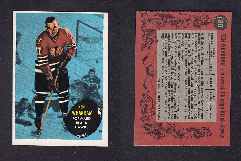 1961-62 TOPPS HOCKEY CARD #30 K. WHARRAM photo